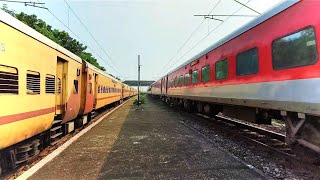 WAP4 Crossing WAP7ICF crossing LHB Janmabhoomi crossing Circar at top speedindianrailwaystrain [upl. by Munt266]