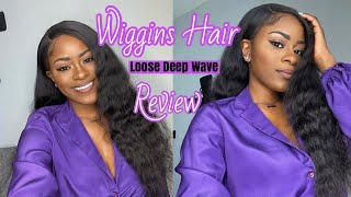 THE BEST LOOSE DEEP WAVE WIG  WIGGINS HAIR REVIEW 5x5 CLOSURE WIG AMAZON [upl. by Adneral207]