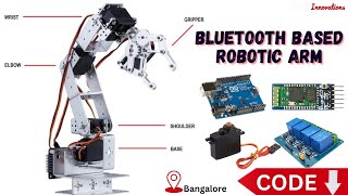 BluetoothControlled Robotic Arm  Robotic ARM car using Bluetooth and Servo  MNI Projects [upl. by Nile]