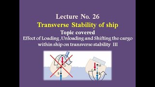 Lecture 26 Calculation of Final center of gravity after loading Unloading and Shifting of cargo III [upl. by Yralih]