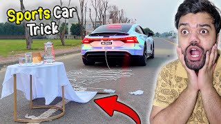 Sports Car Ke Sath Tablecloth Pull Trick Kiya 😱  Yakeen Nahi Ho Raha Ke Yeh Kaam Kar Geya 😍 [upl. by Tshombe]