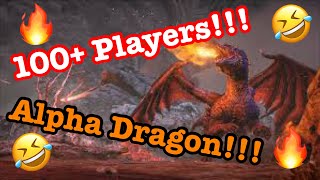 ARK ASCENDED ALPHA DRAGON 100 Players in the fight [upl. by Beatriz]