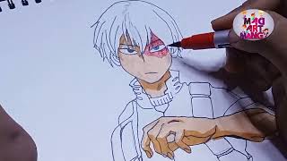 How to draw TODOROKI full body step by step The Hero Academia [upl. by Nadaha]