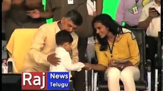 Chandrababu Naidu Grandson Devansh Latest Video  Gandhi Jayanthi  Raj News Telugu [upl. by Nemzzaj341]