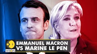 French Election 2022 Phase 1 voting begins in France Le Pen closes in on incumbent Macron  WION [upl. by Suqram]