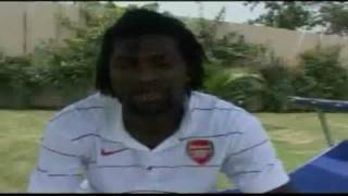 Adebayor talks about Togo attack IN AN ARSENAL SHIRT [upl. by Zetnauq]