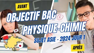 Corrigé Sujet Bac Physique Chimie Asie 2024 Jour 1 [upl. by Kerri]