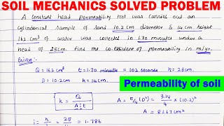 constant head permeability  Numerical on Permeability of Soil Discharge amp Seepage velocity of soil [upl. by Drews]