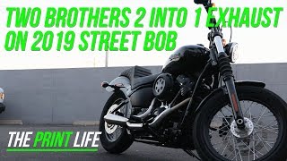 Two Brothers comp 2 Exhaust on FXBB Street Bob  Harley Davidson 2 into 1 [upl. by Markson]