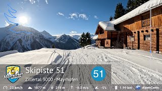 Skiing Mayrhofen  Finkenberg ⛷️ Ski Slope 51  Zillertal 3000  With GPS Stats [upl. by Haidabez]