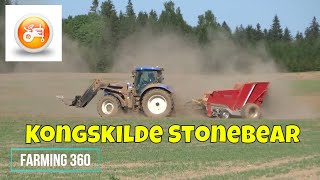 Kongskilde Stonebear SB4000 rock picker in action with New Holland tractor [upl. by Hait]