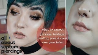 Septum Piercing 101 Process Footage AftercareHealing Pros and Cons What to Expect [upl. by Darcee]