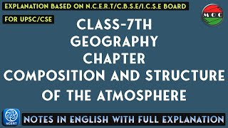 Class  7  Geography  Chapter  5  Composition and Structure of The Atmosphere  Notes [upl. by Reyam]