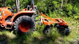 Landpride disc harrow on unbroken ground Kubota L2501 [upl. by Ursa]