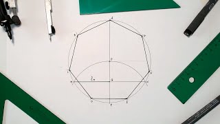 How to draw a regular heptagon inscribed in a given circle 📏✋📐 [upl. by Gran223]