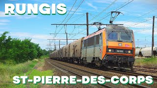 Cabride  140kmh de RUNGIS à TOURS dernier train des PRIMEURS le FRET le  rapide de FRANCE [upl. by Aicnerolf]