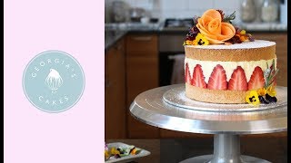 How To Make A Fraisier Cake  Georgias Cakes [upl. by Bonnee]