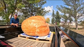 Firefighter grows record breaking one ton pumpkin [upl. by Airdnahs]