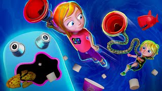 ADLEY and NiKOs new GRAPPLE GAME Toilet Plunger Battle in a Rainbow Ghosts Portal to escape [upl. by Nhepets]