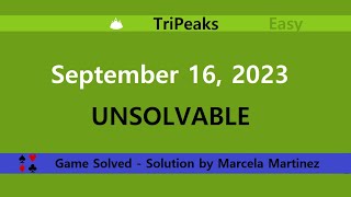 Microsoft Solitaire Collection  TriPeaks Easy  September 16 2023  Daily Challenges  Unsolvable [upl. by Boyer]