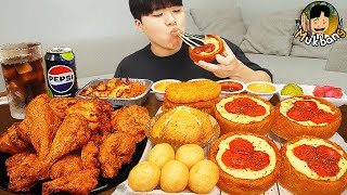 ASMR MUKBANG 굽네 고추바사삭 치킨먹방 시카고피자 볼케이노치즈치밥 먹방 amp 레시피 CHICKEN amp PIZZA EATING SOUND [upl. by Scales163]