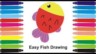 Easy Fish Drawing  Learn How to Draw a Cute Little Fishy  Art ffor Kids  Coloring  Painting [upl. by Durer]