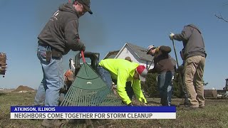 Neighbors helping neighbors cleanup Atkinsonarea storm damage [upl. by Winola]