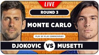 DJOKOVIC vs MUSETTI • ATP Monte Carlo 2024 • LIVE Tennis PlaybyPlay Stream [upl. by Nerti]