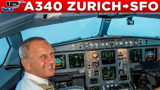 Swiss Airbus A340300 Cockpit Zurich🇨🇭 to San Francisco🇺🇸 [upl. by Mackintosh]