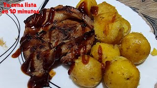 Carne de cerdo 🐷 y papitas criollas en 10 minutos Receta fácil rápido y deliciosa [upl. by Enawyd]