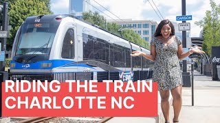 RIDING THE TRAIN IN CHARLOTTE NC LYNX BLUE LINE LIGHT RAIL [upl. by Acenes480]