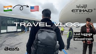 INDIA 🇮🇳 to USA 🇺🇸  Immigration  Abu dhabi ✅  తెలుగు Travel vlog  Etihad airways ✈️ [upl. by Anaid]