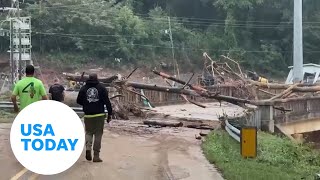 Flooding in Lake Lure and more North Carolina causes damage  USA TODAY [upl. by Dhiren]