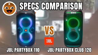 JBL PARTYBOX CLUB 120 vs JBL PARTYBOX 110 Specs Comparison  BrownChocoMilkBoy [upl. by Gayl]