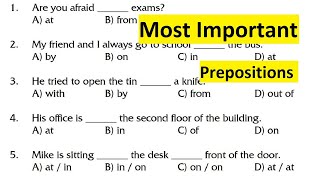 Preposition Exercise  Most Important Prepositions in English Grammar  English Point [upl. by Tehr]