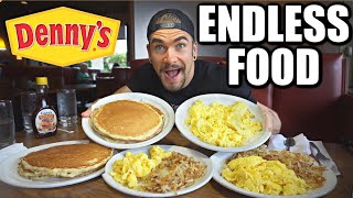 quotUNLIMITEDquot AMERICAN BREAKFAST CHALLENGE  Dennys Endless Breakfast All You Can Eat [upl. by Cilla856]