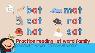 PRACTICE READING CVC WORDS  AT Word Family  Learn How To Read  Reading 3Letter Words [upl. by Medarda]