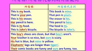 英文基礎文法 16  所有格代名詞用法Basic English Grammar  Possessive amp Possessive pronouns [upl. by Kester]