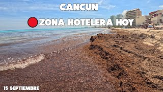 CANCUN HOY LLEGA SARGAZO A ESTA PLAYA  15 SEPTIEMBRE 2024 [upl. by Anined81]