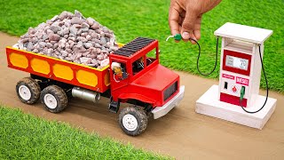 diy mini truck loading stone from crusher machine science project sanocreator [upl. by Yzzik]