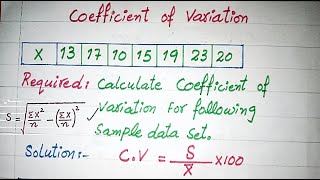 Statistics  Coefficient of Variation  How to Find Coefficient of variation value for ungroup data [upl. by Robinet]