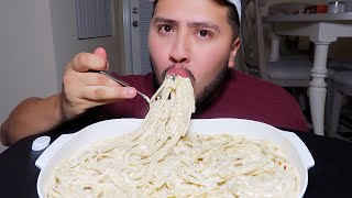 Creamy Fettuccine Alfredo Pasta MUKBANG [upl. by Aicinet]