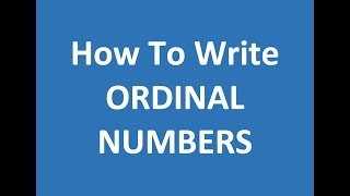 ORDINAL NUMBERS  numbers up to 10 writing [upl. by Nalyd781]