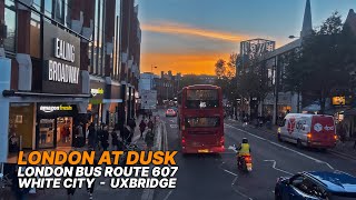 Dusk London doubledecker bus ride to Uxbridge a suburban town in West London  Bus Route 607 🚌 [upl. by Carlisle674]