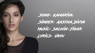 Kamaria Song Lyrics Stree Aashtha Gill Divya Kumar Khosla [upl. by Channing623]