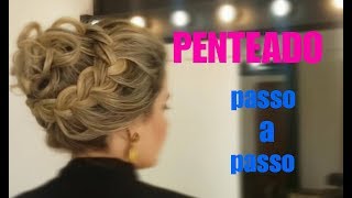 LINDO PENTEADO PARA NOIVAS E MADRINHAS COQUE COM TRANÇA ROMÂNTICAPASSO A PASSO [upl. by Nynahs]