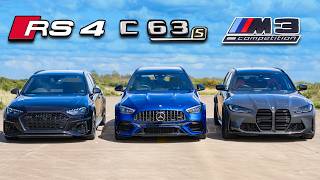 New AMG C63 vs BMW M3 vs Audi RS4 DRAG RACE [upl. by Gusba]