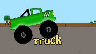 Monster Truck Word Crusher Part 1  Green Monster Truck [upl. by Ellenod924]