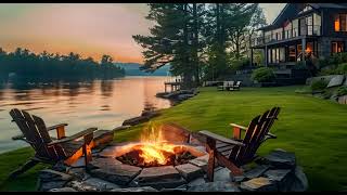 Morning Lakeside Ambience with Nature Sounds and Relaxing Campfire to Relax StudyStress Relief 13 [upl. by Hennessey]