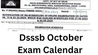 DSSSB October Exam Calendar  JA EXAM dsssb [upl. by Verney881]